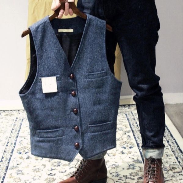 Vintage mouwloos vest met knoopsluiting voor heren