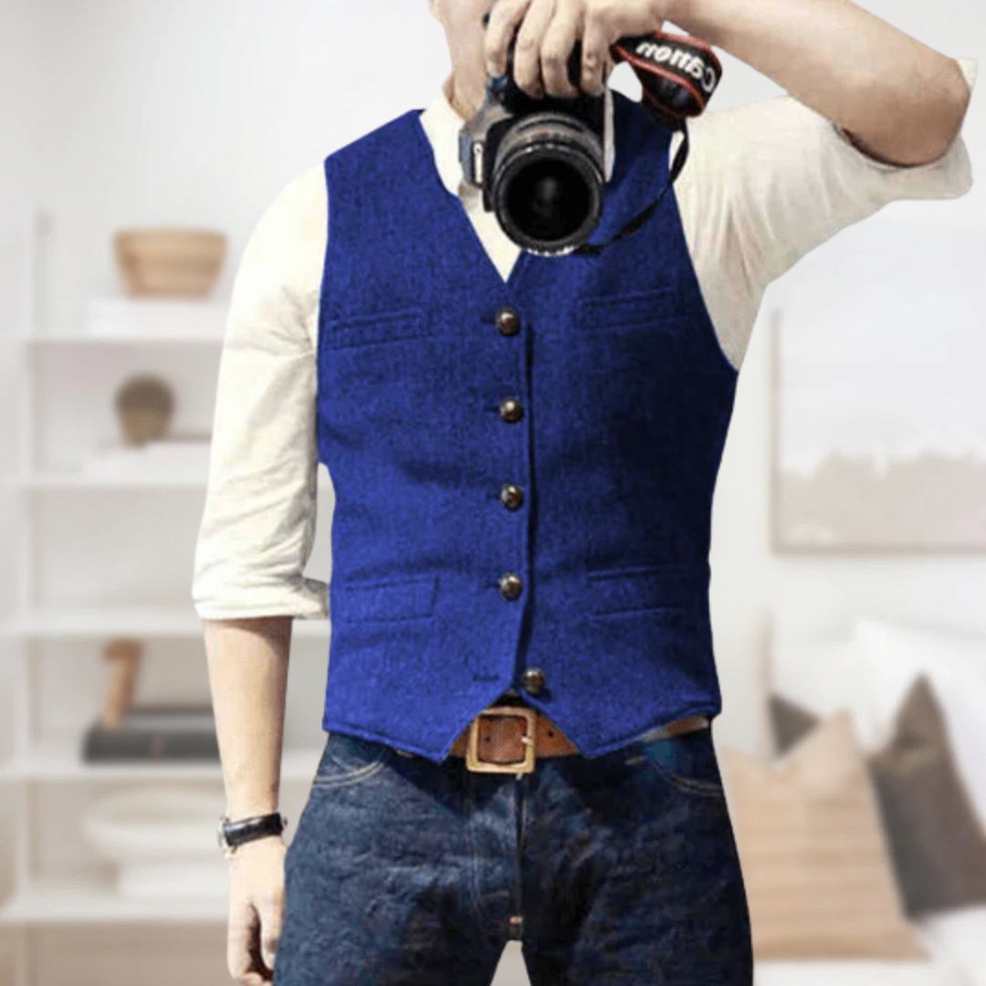 Vintage mouwloos vest met knoopsluiting voor heren