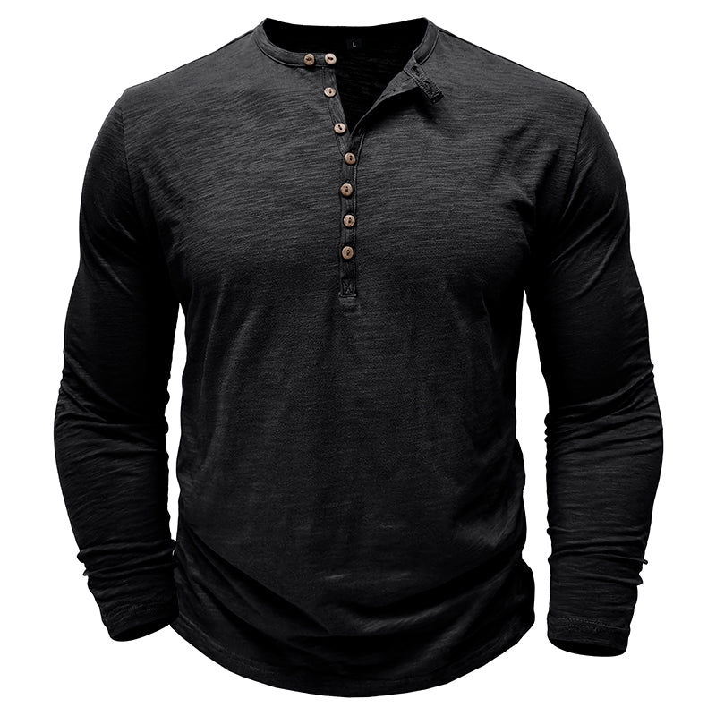 Klassiek henley t-shirt met lange mouwen voor heren