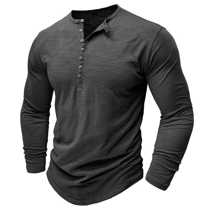 Klassiek henley t-shirt met lange mouwen voor heren