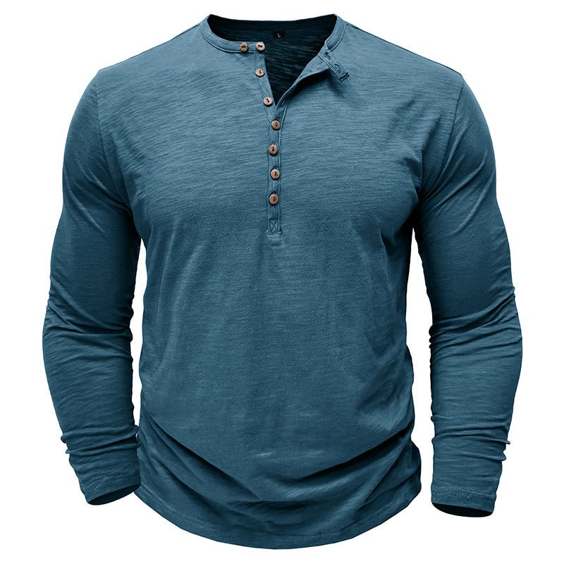 Klassiek henley t-shirt met lange mouwen voor heren