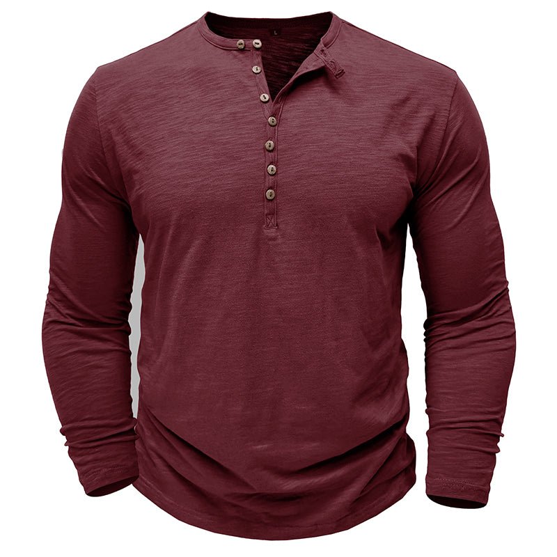 Klassiek henley t-shirt met lange mouwen voor heren