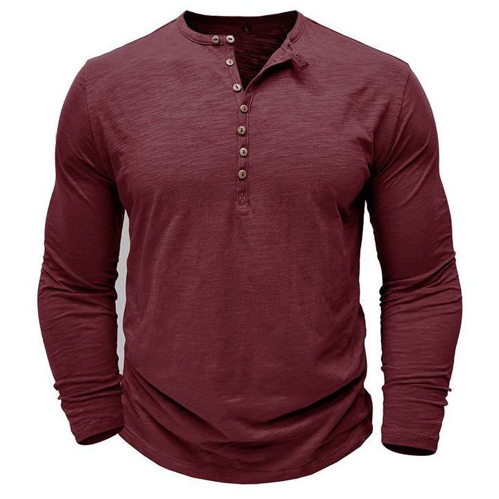 Klassiek henley t-shirt met lange mouwen voor heren