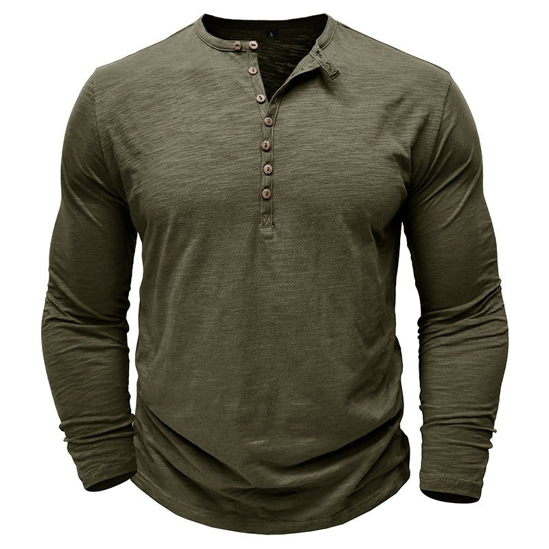 Klassiek henley t-shirt met lange mouwen voor heren