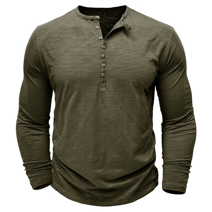 Klassiek henley t-shirt met lange mouwen voor heren