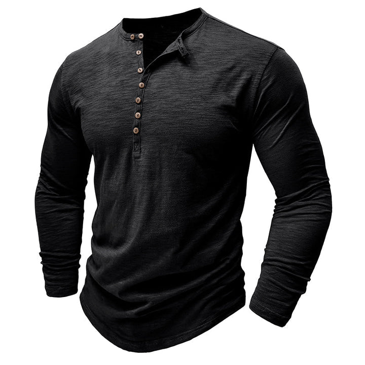 Klassiek henley t-shirt met lange mouwen voor heren