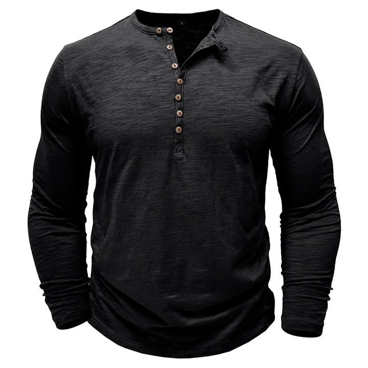 Klassiek henley t-shirt met lange mouwen voor heren