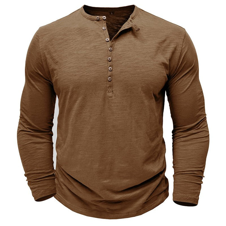 Klassiek henley t-shirt met lange mouwen voor heren