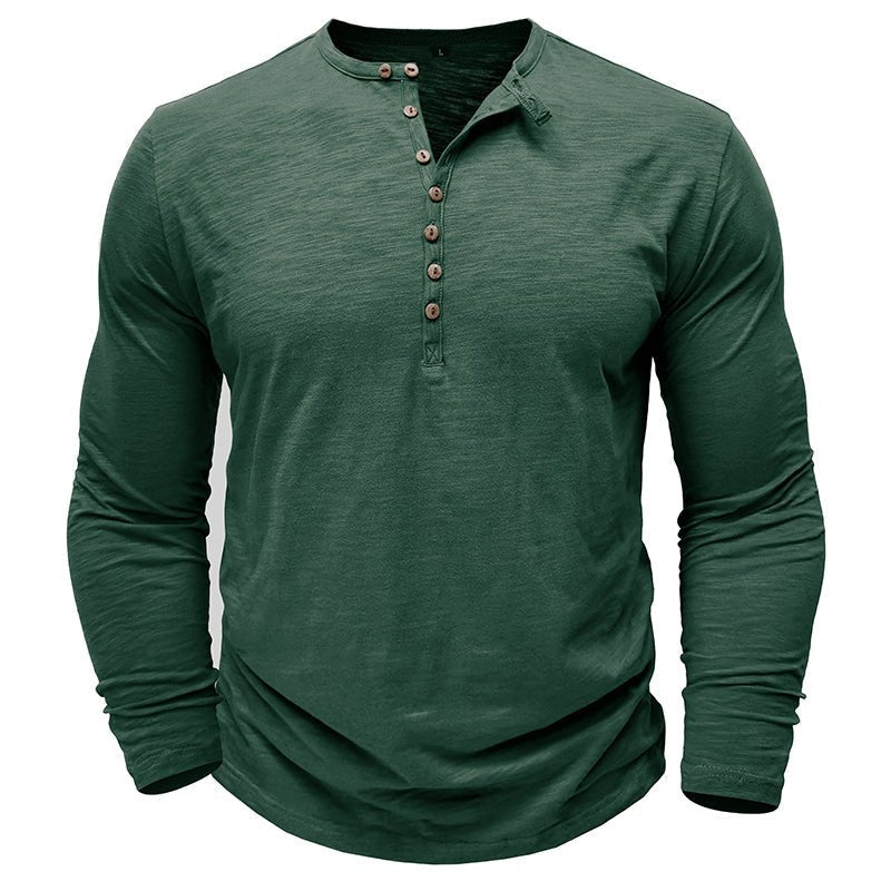 Klassiek henley t-shirt met lange mouwen voor heren