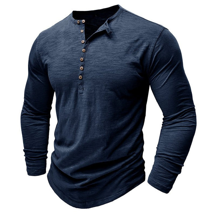 Klassiek henley t-shirt met lange mouwen voor heren