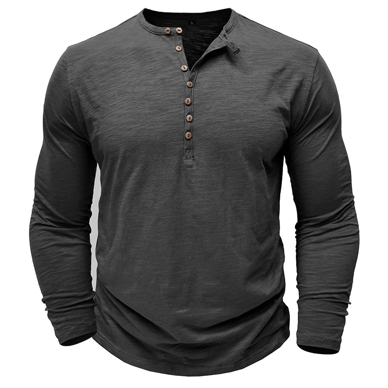 Klassiek henley t-shirt met lange mouwen voor heren