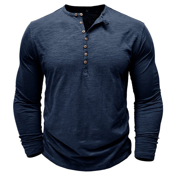 Klassiek henley t-shirt met lange mouwen voor heren