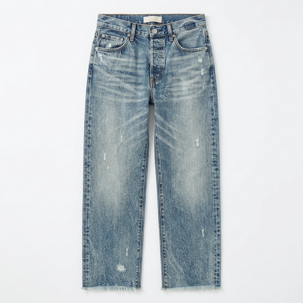 Rechte cropped jeans voor dames met franjes