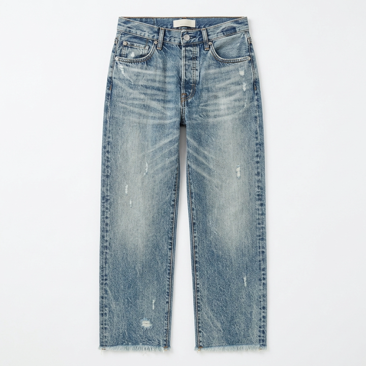 Rechte cropped jeans voor dames met franjes