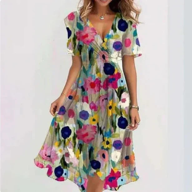 Midi-jurk met v-hals