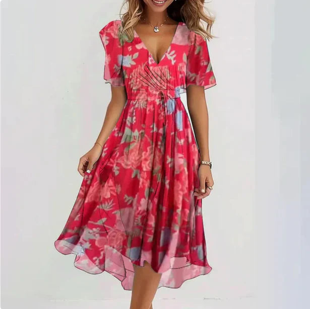 Midi-jurk met v-hals