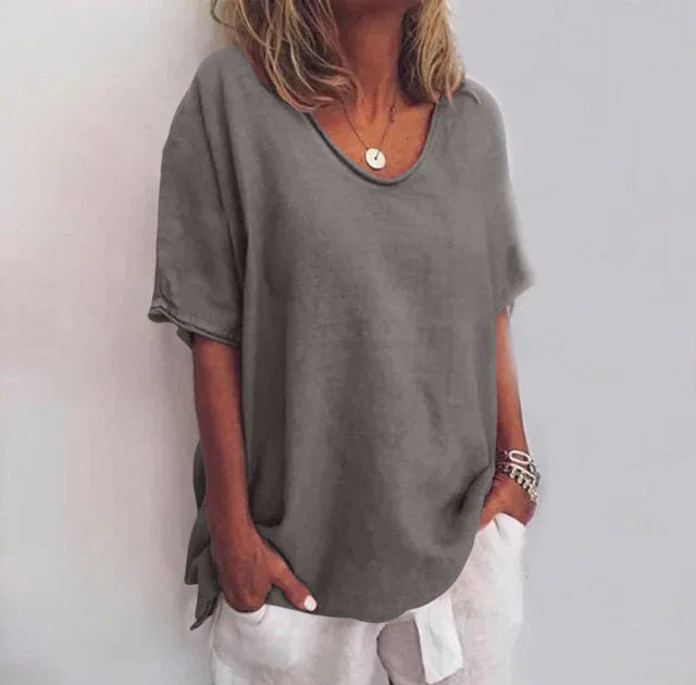 Losse casual zomerblouse met v-hals voor dames