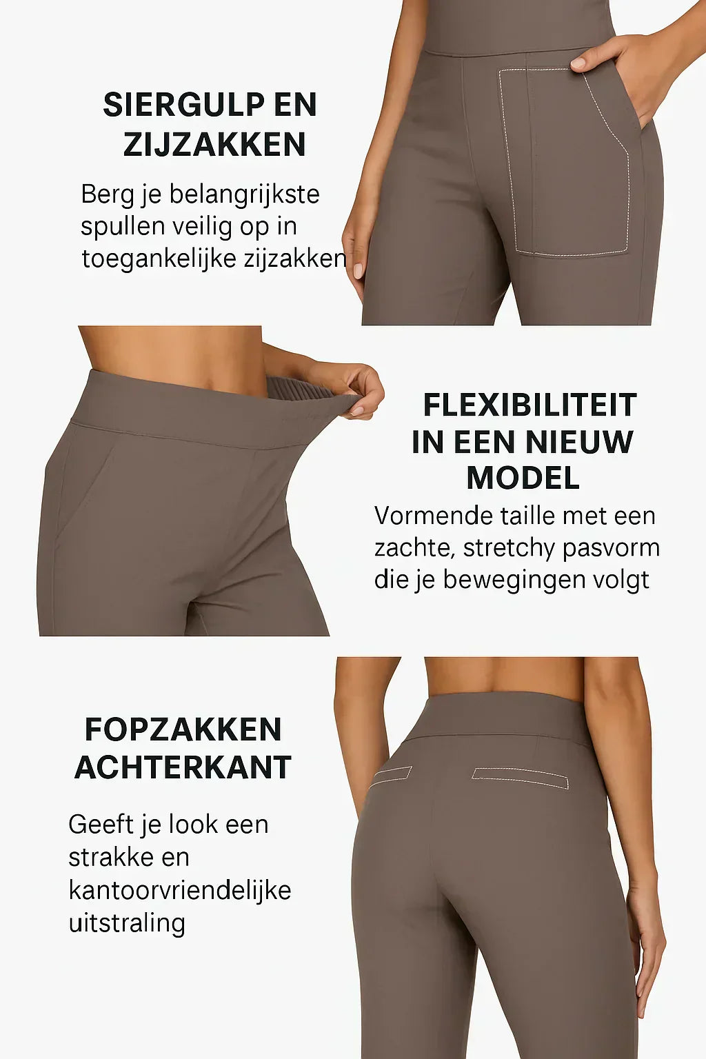 Rechte jerseybroek voor dames met zakken