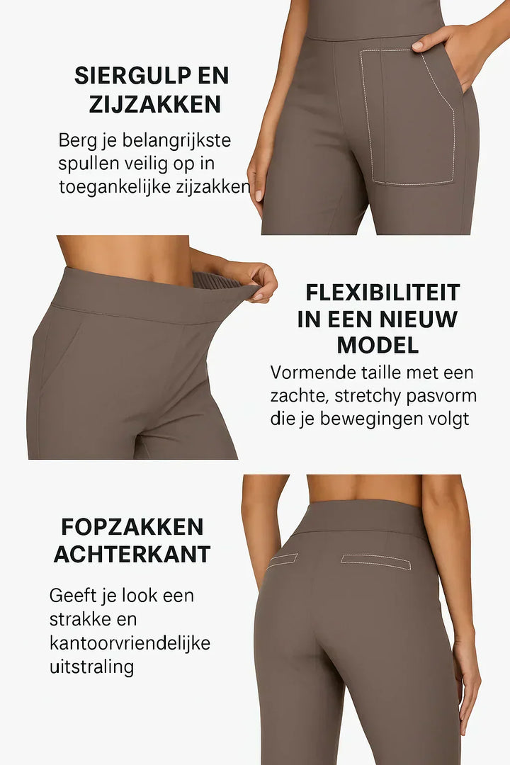 Rechte jerseybroek voor dames met zakken
