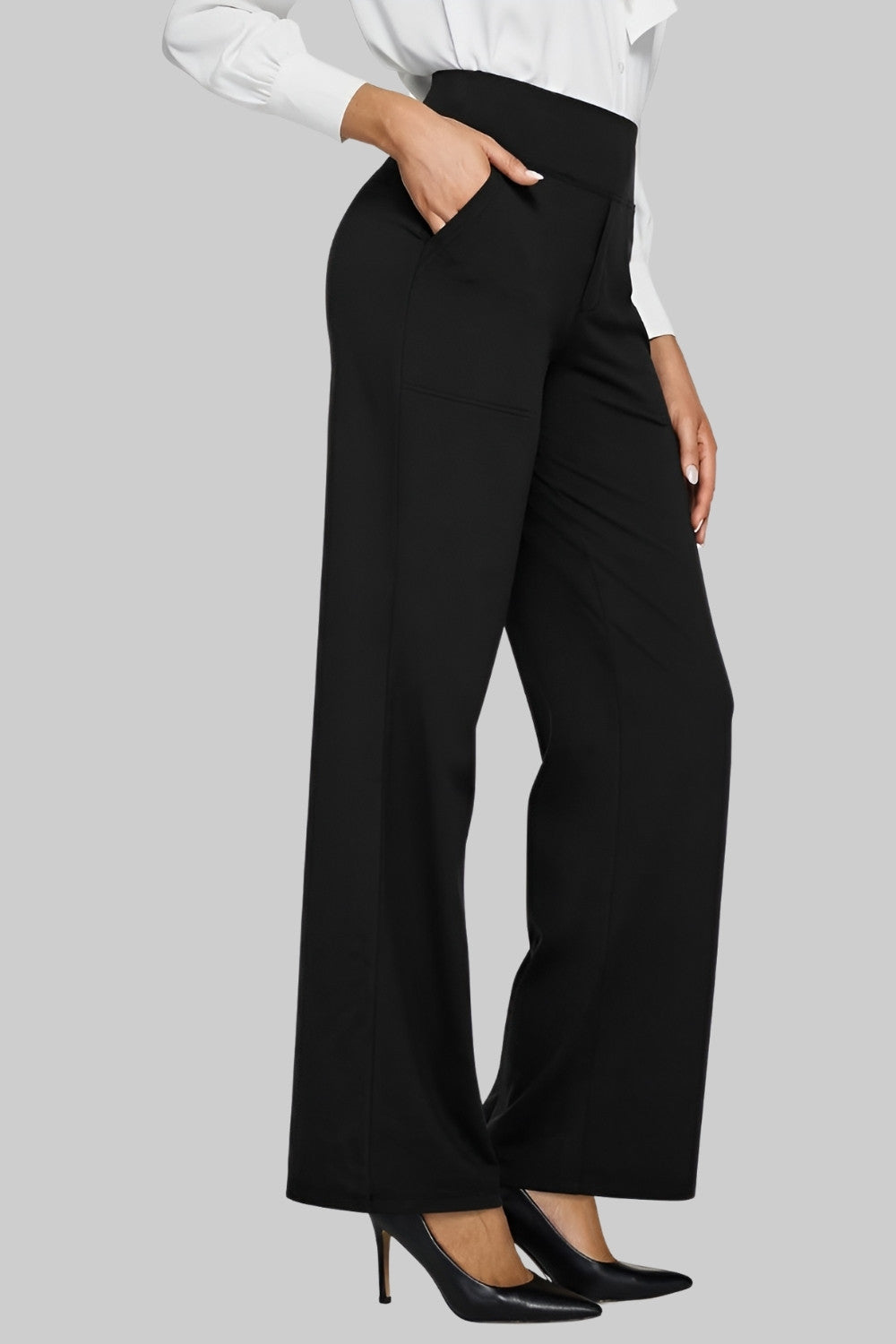 Rechte jerseybroek voor dames met zakken