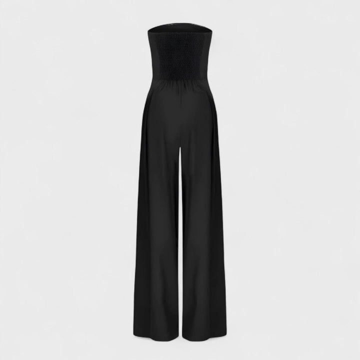 Strapless jumpsuit met wijde pijpen en zakken voor dames