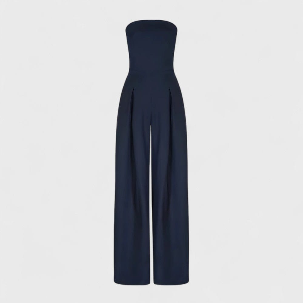 Strapless jumpsuit met wijde pijpen en zakken voor dames
