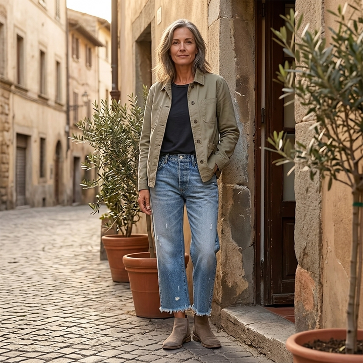 Rechte cropped jeans voor dames met franjes
