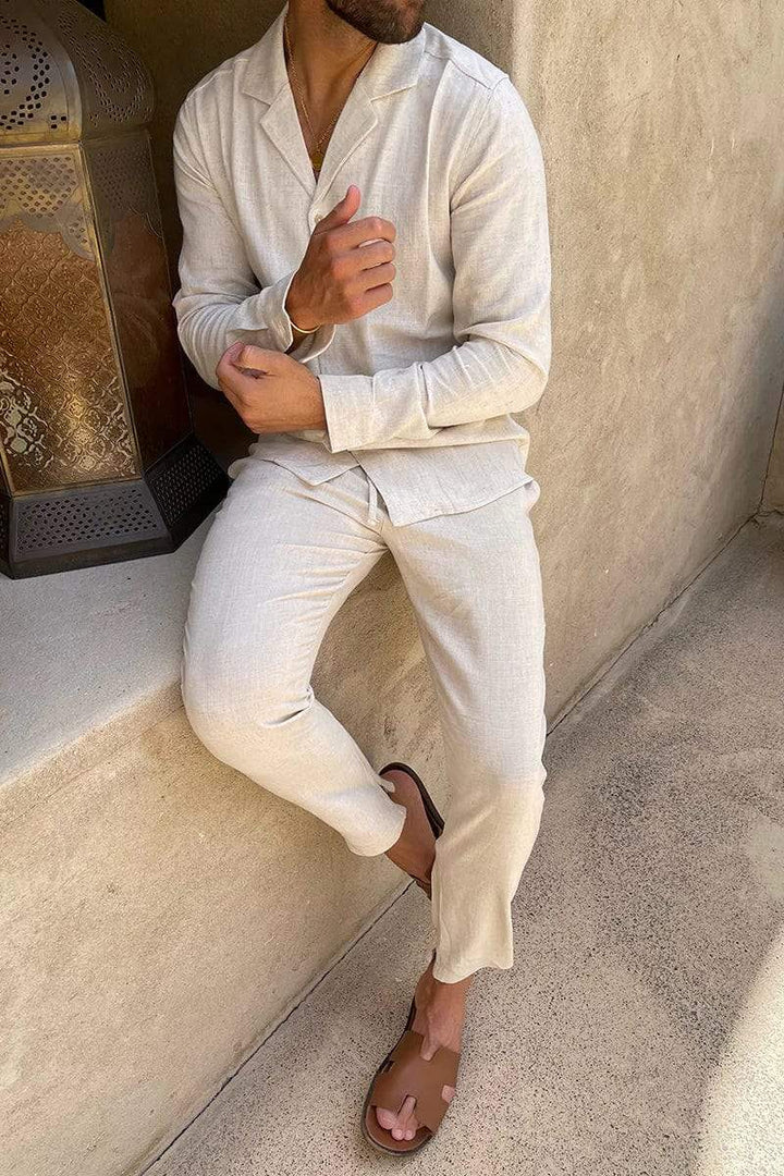 Heren linnen set, casual, elegant, veelzijdig