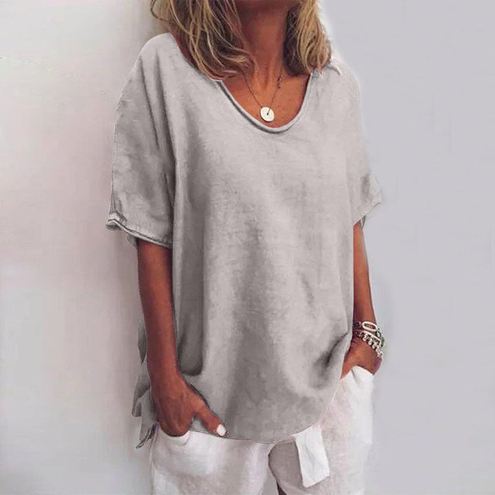 Klassieke losse blouse met korte mouwen voor dames