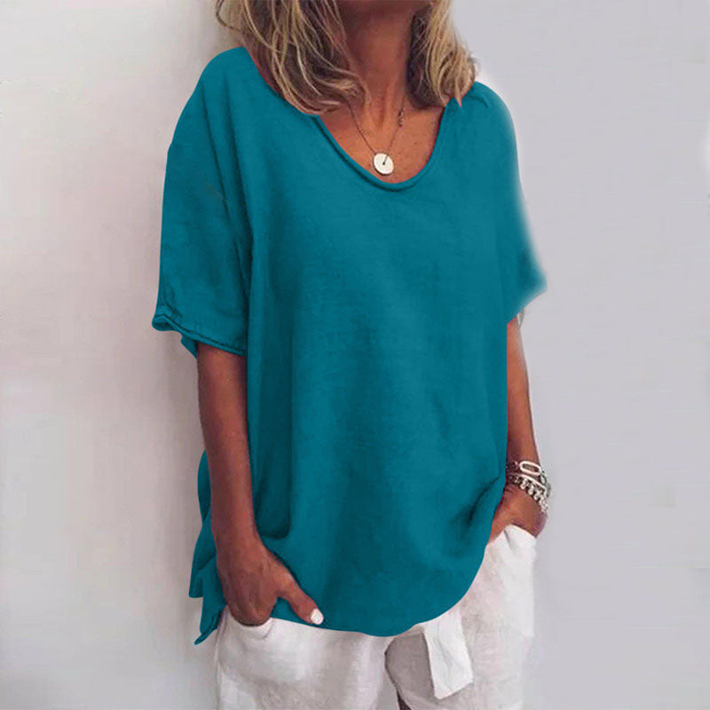 Losse casual zomerblouse met v-hals voor dames