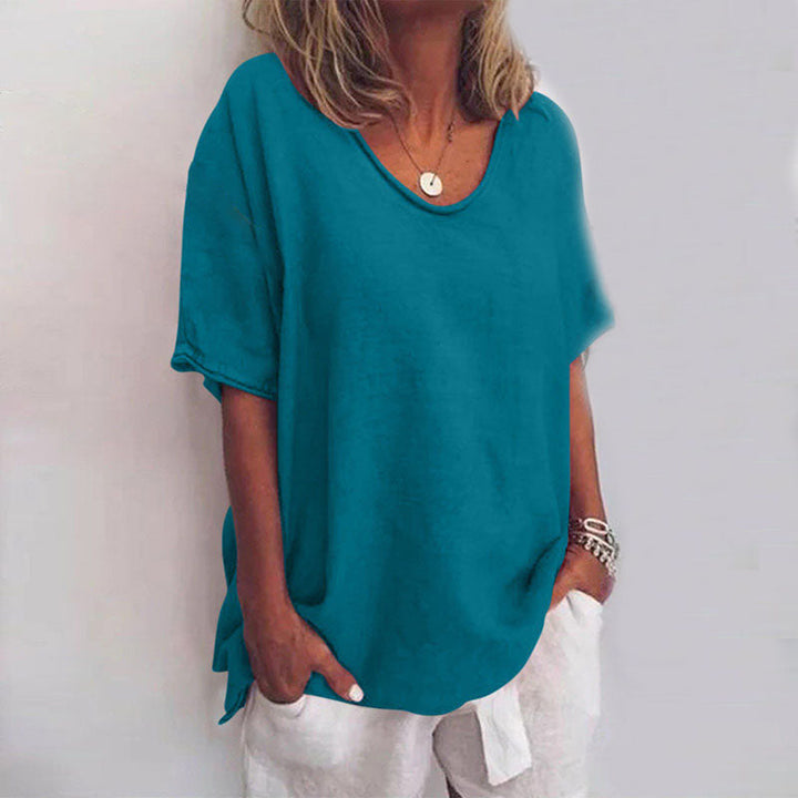 Losse casual zomerblouse met v-hals voor dames