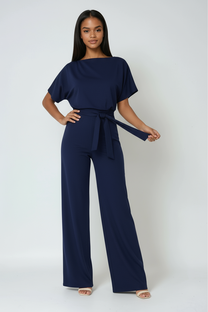 Jumpsuit met wijde pijpen en strik voor dames
