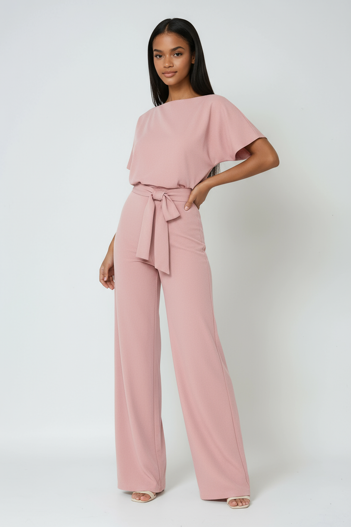 Jumpsuit met wijde pijpen en strik voor dames