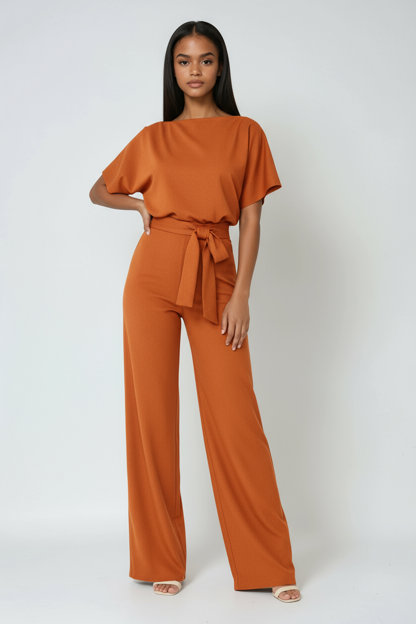 Jumpsuit met wijde pijpen en strik voor dames