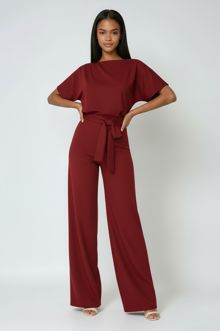 Jumpsuit met wijde pijpen en strik voor dames