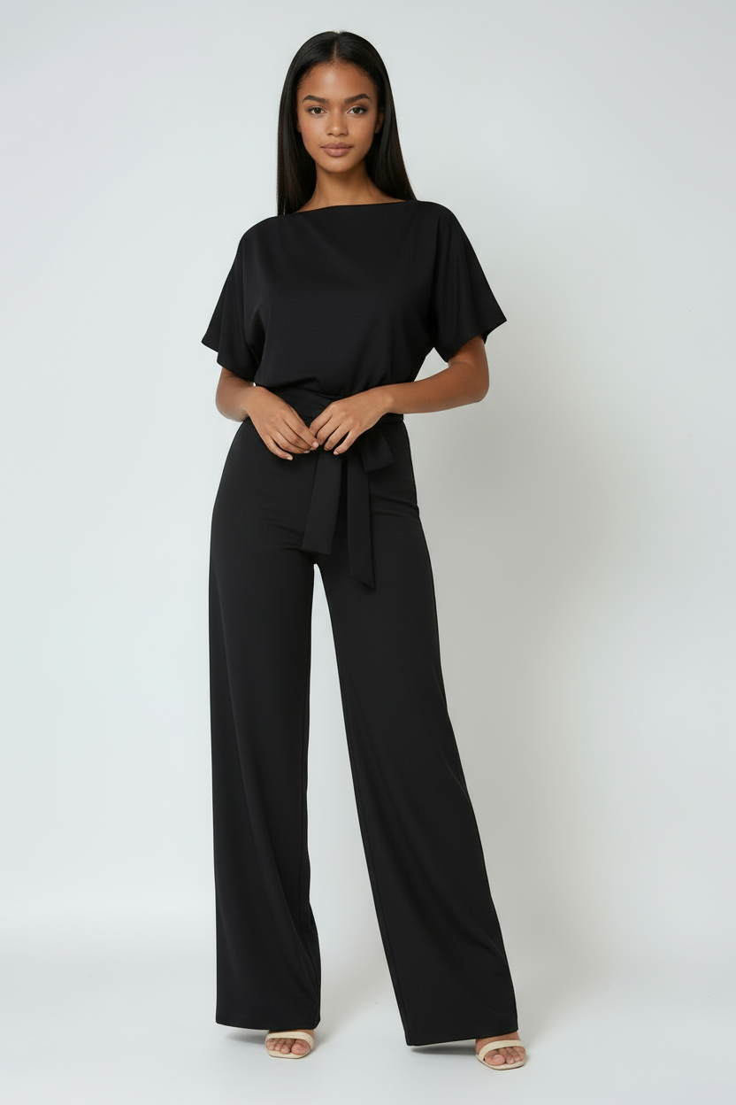 Jumpsuit met wijde pijpen en strik voor dames