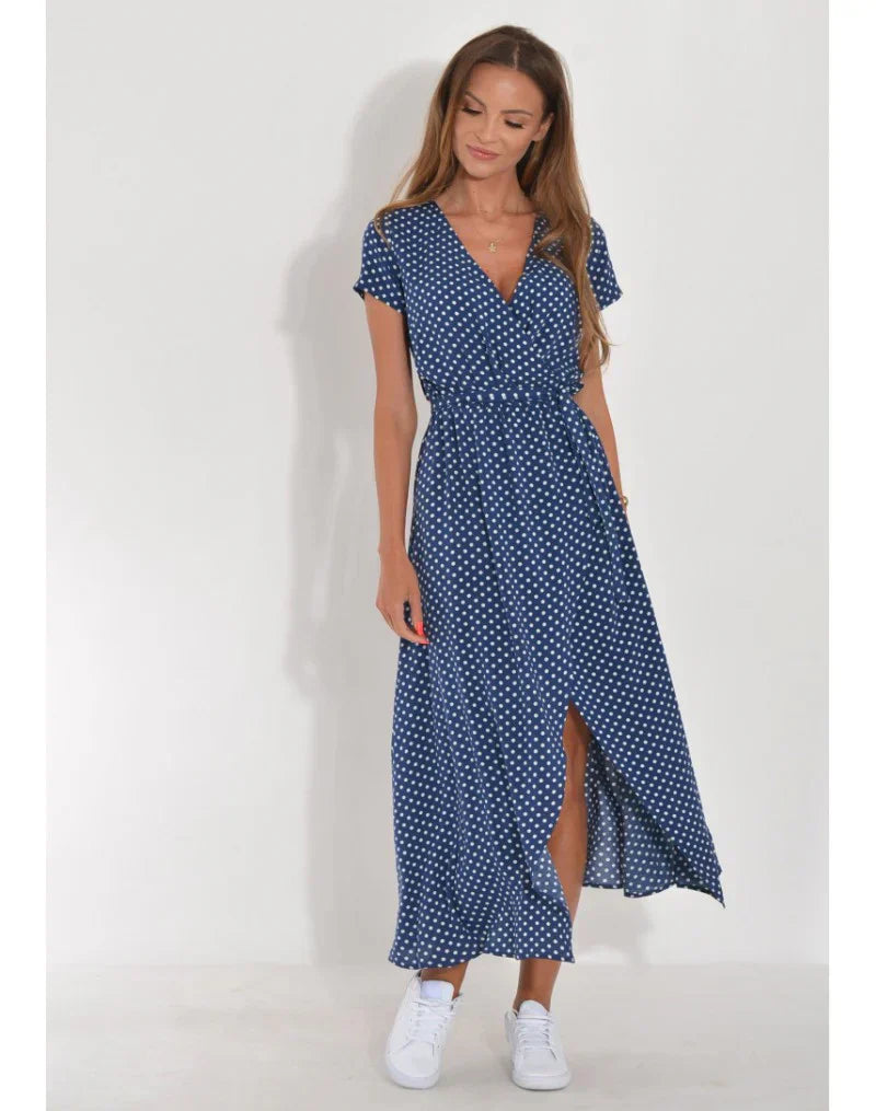 Elegante midi-jurk met v-hals