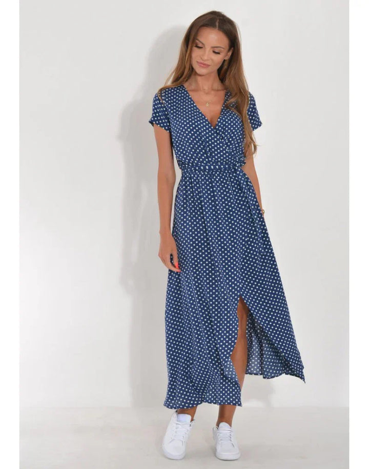 Elegante midi-jurk met v-hals