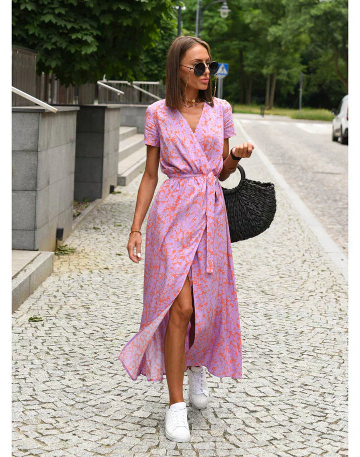 Elegante midi-jurk met v-hals