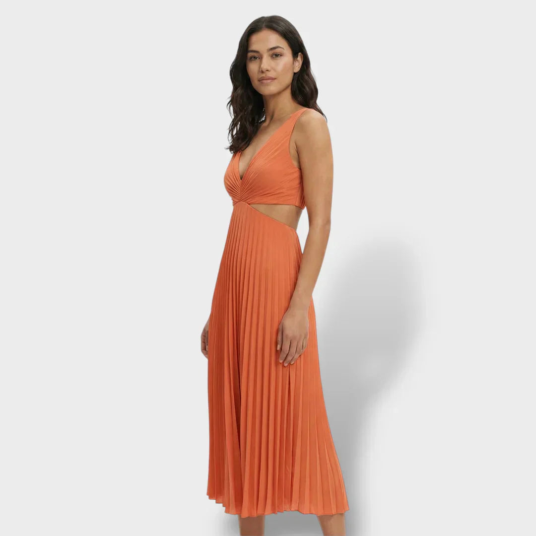 Geplooide midi zomerjurk