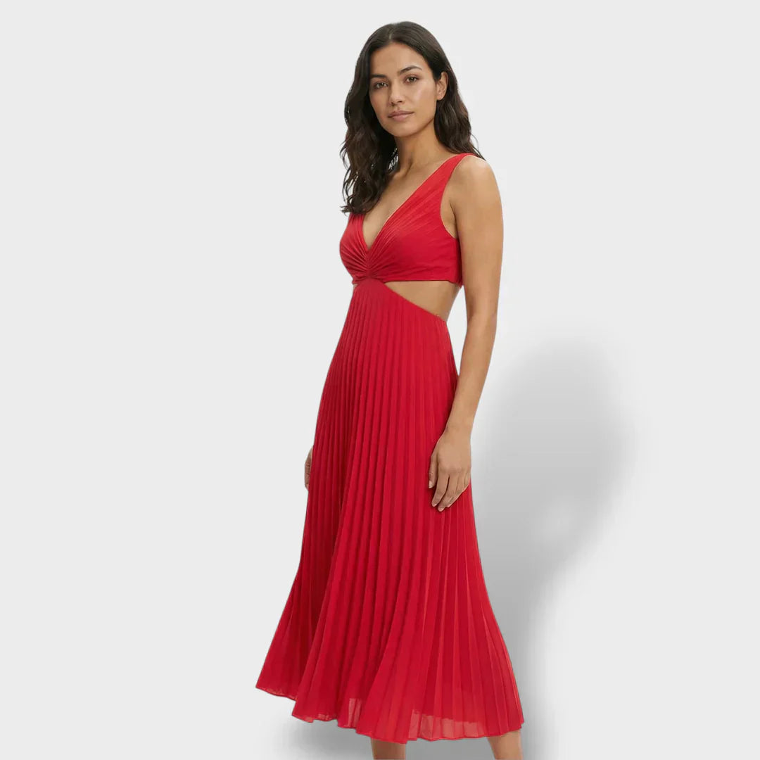 Geplooide midi zomerjurk