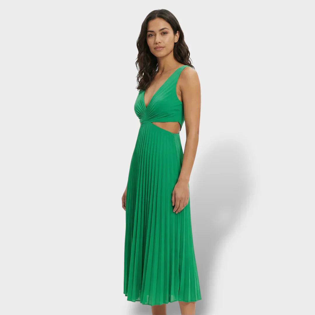 Geplooide midi zomerjurk