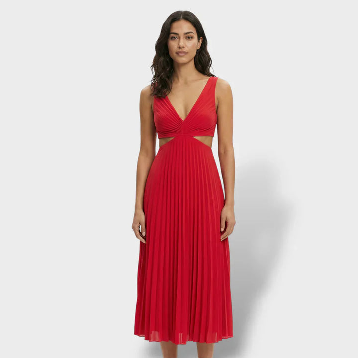 Geplooide midi zomerjurk