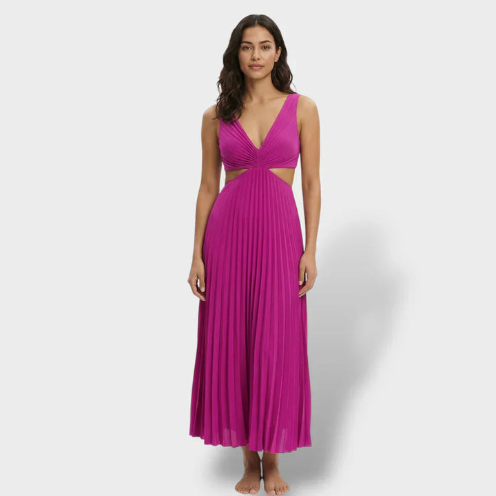 Geplooide midi zomerjurk
