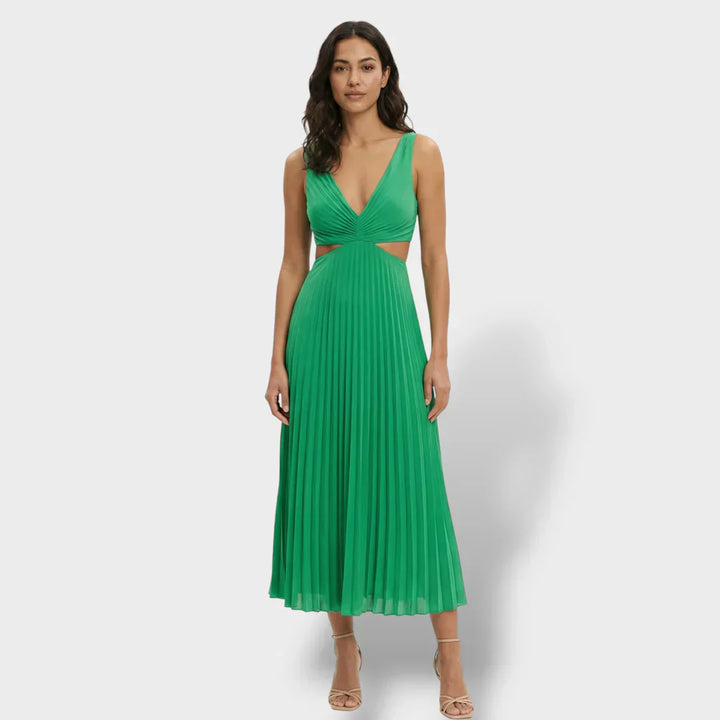 Geplooide midi zomerjurk