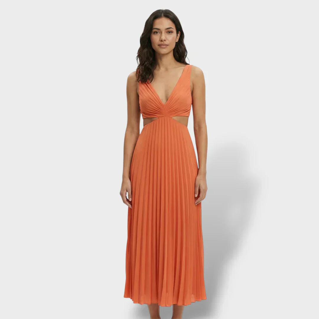Geplooide midi zomerjurk