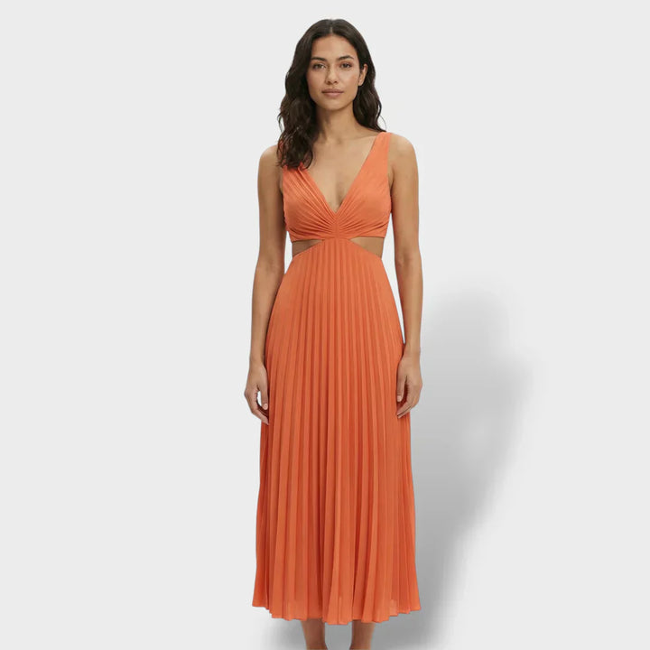 Geplooide midi zomerjurk