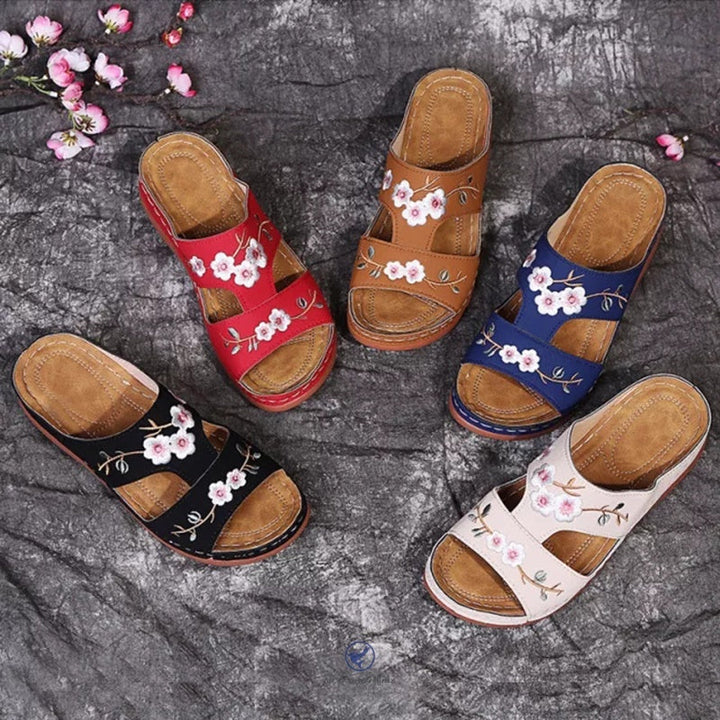 Orthopedische platformslippers met bloemenprint voor dames