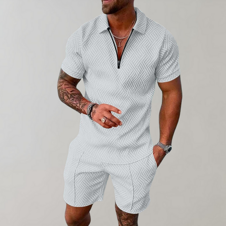 Casual zomerset met poloshorts en rits voor heren