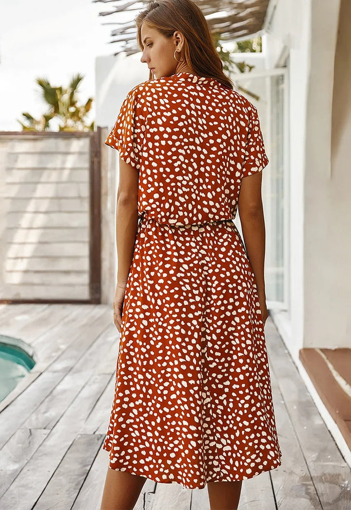 Bedrukte midi-jurk voor dames, zomerse casual, zwierige